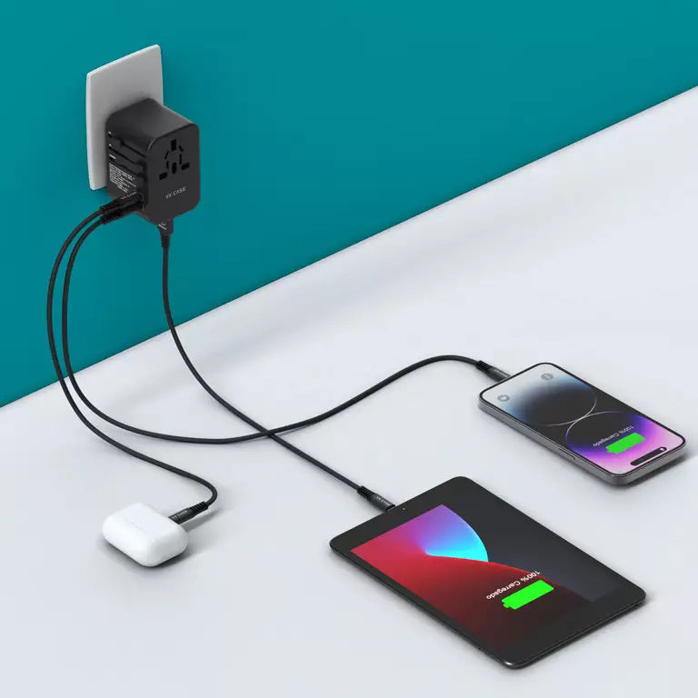 Adaptador de Viagem Universal de Tomadas 3 USB e 2 Type-C